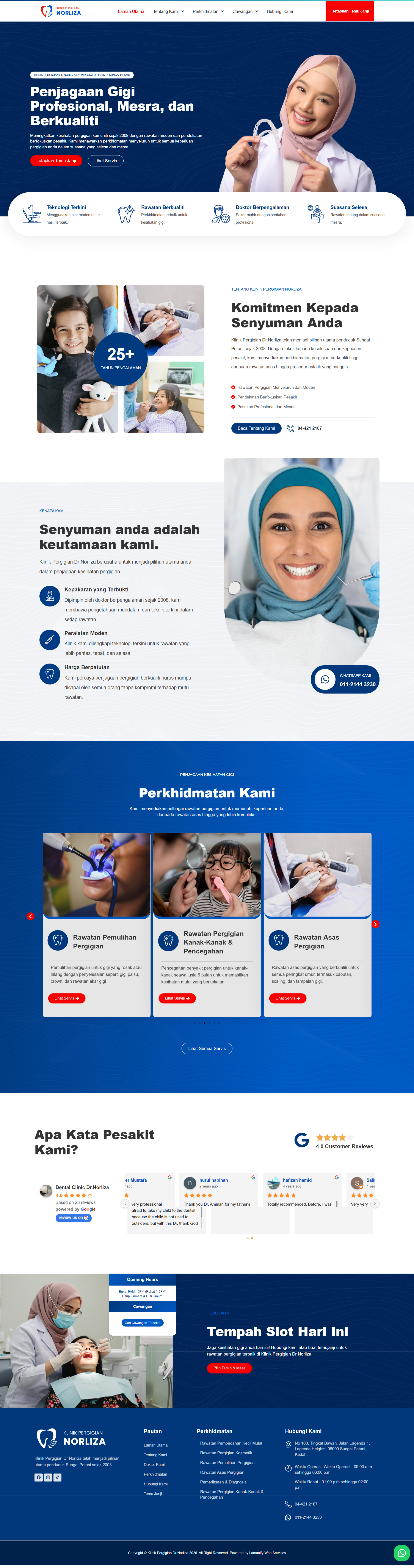 Klinik Pergigian Norliza — Full Page Design Preview