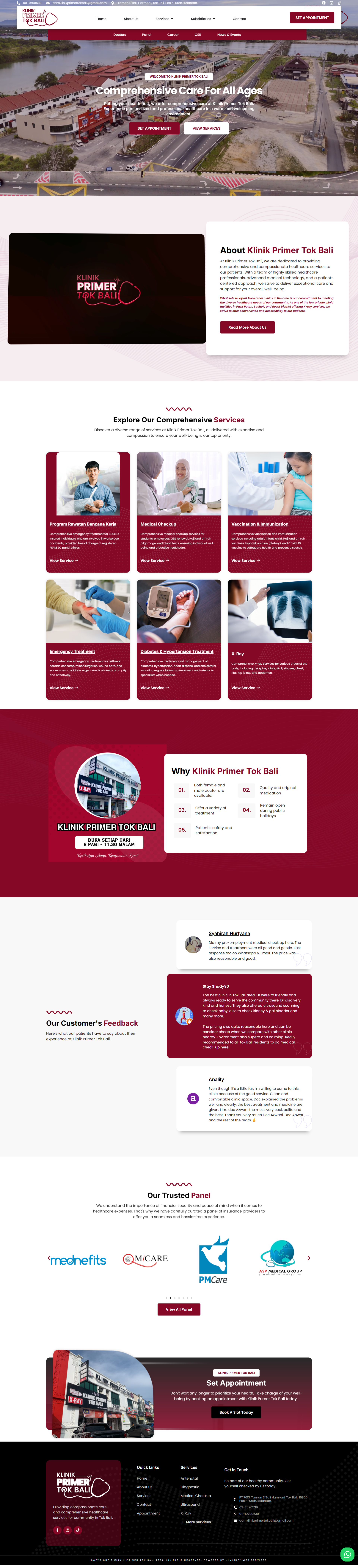 Klinik Primer Tok Bali — Full Page Design Preview