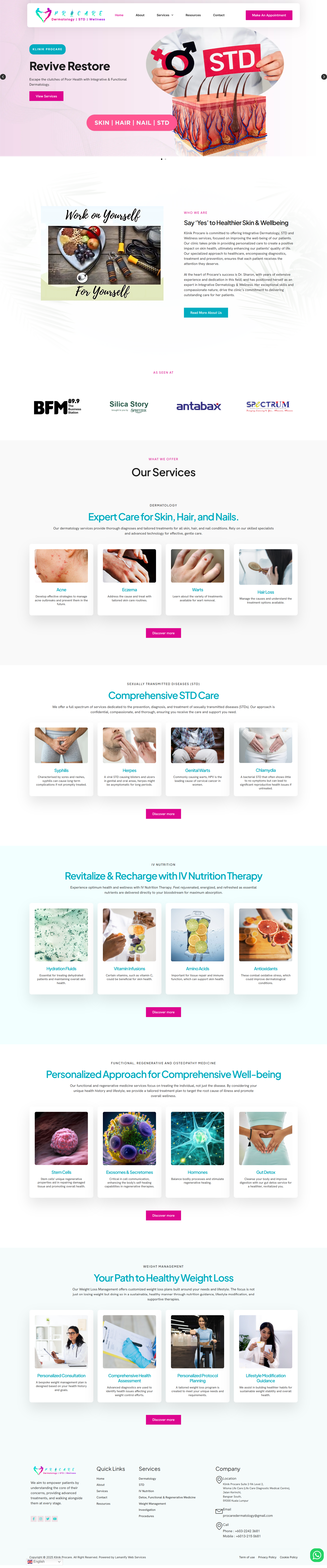 Klinik Procare — Full Page Design Preview