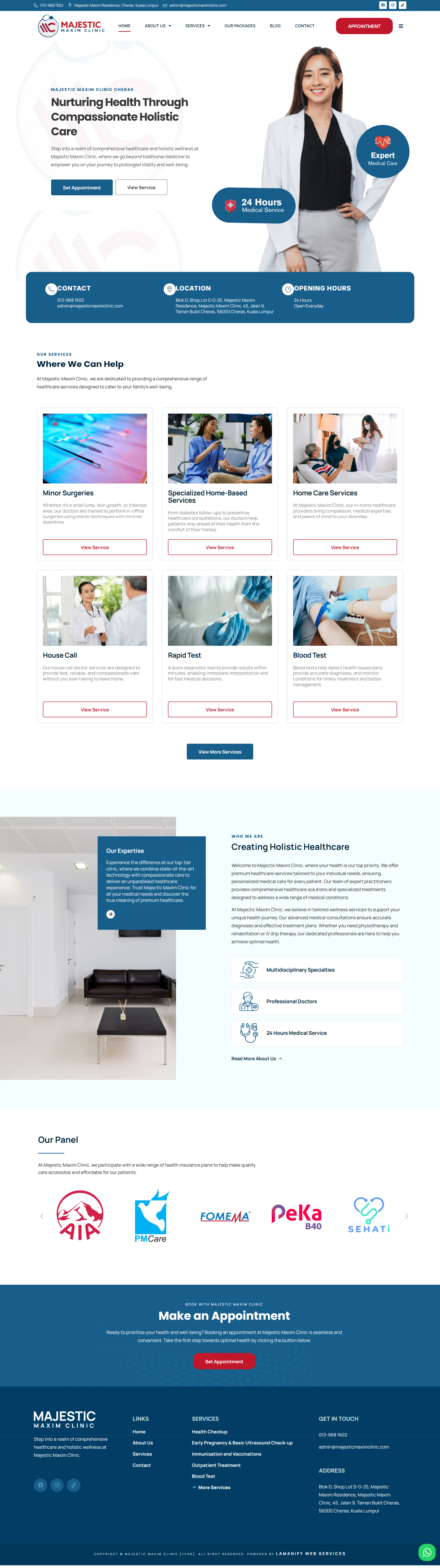 Majestic Maxim Clinic — Full Page Design Preview