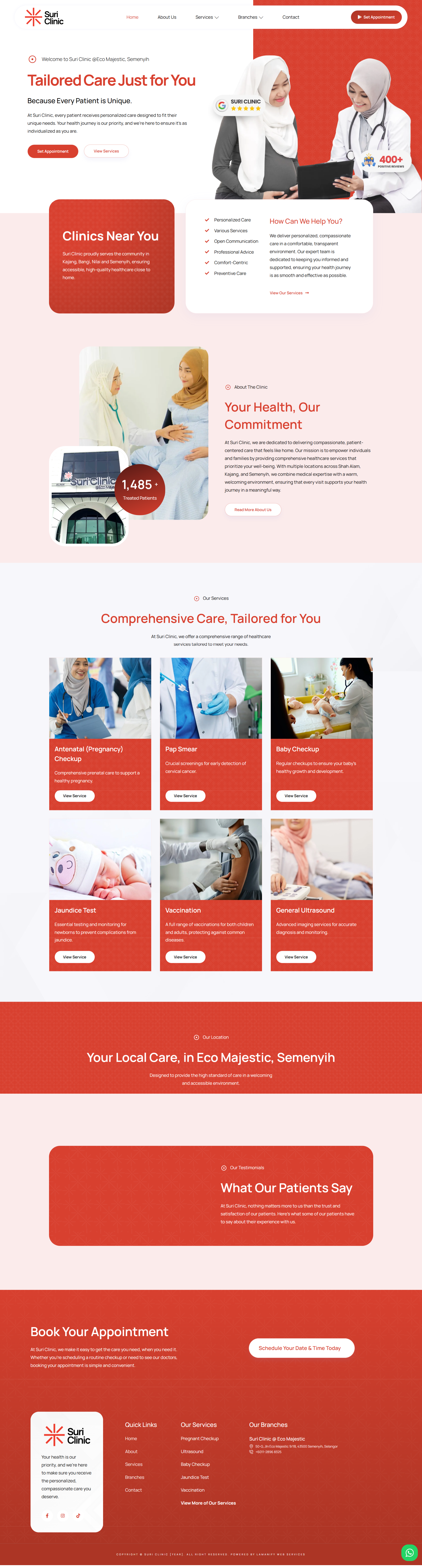 Suri Clinic — Full Page Design Preview