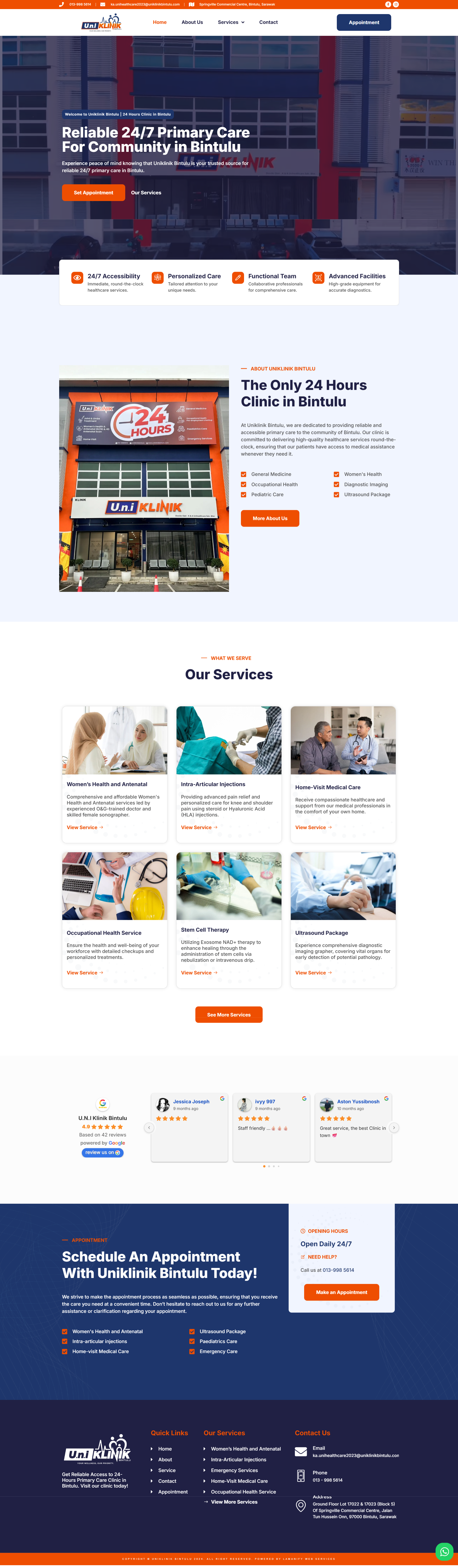 Uniklinik Bintulu — Full Page Design Preview