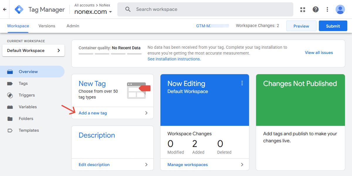 tag manager add a new tag