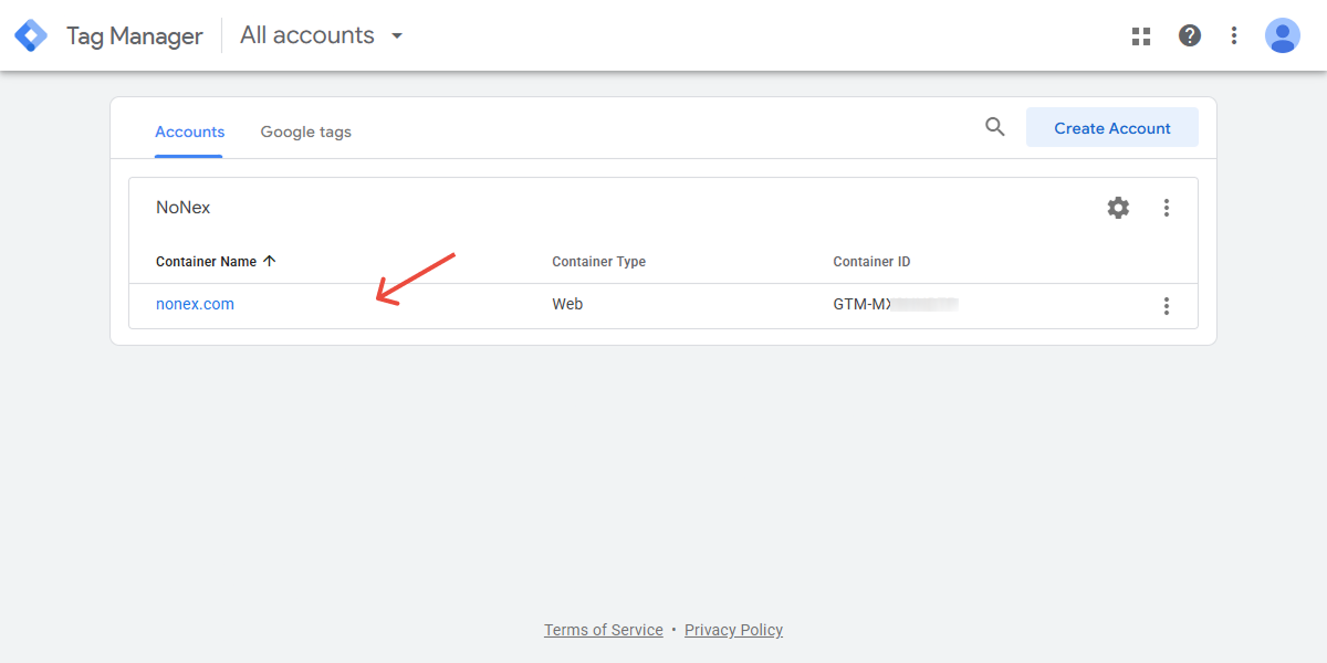 select your account