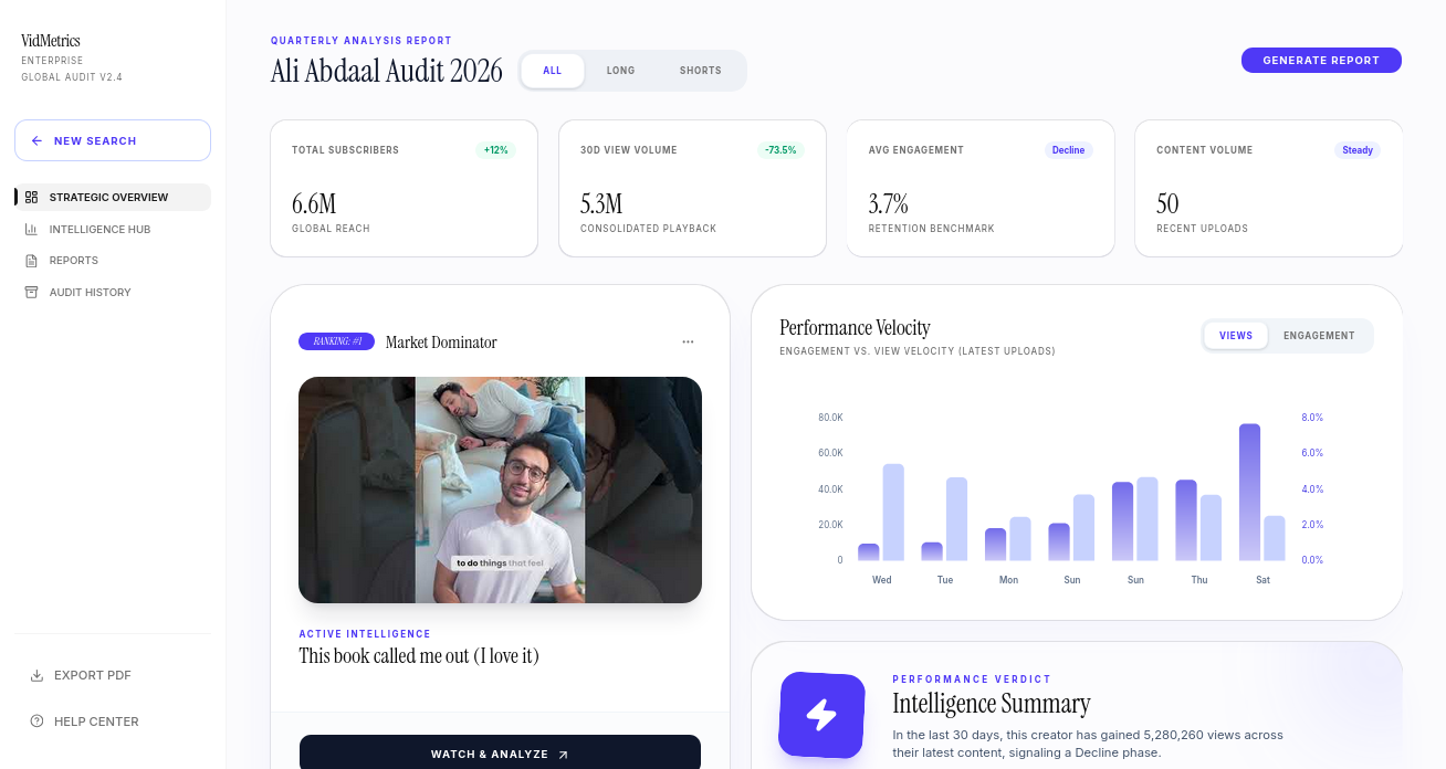 VidMetrics Dashboard 1