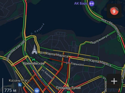 На казанских дорогах образовались 9-балльные пробки