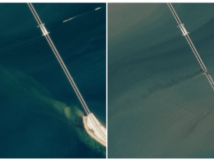 Опубликованы спутниковые снимки Крымского моста до и после взрыва