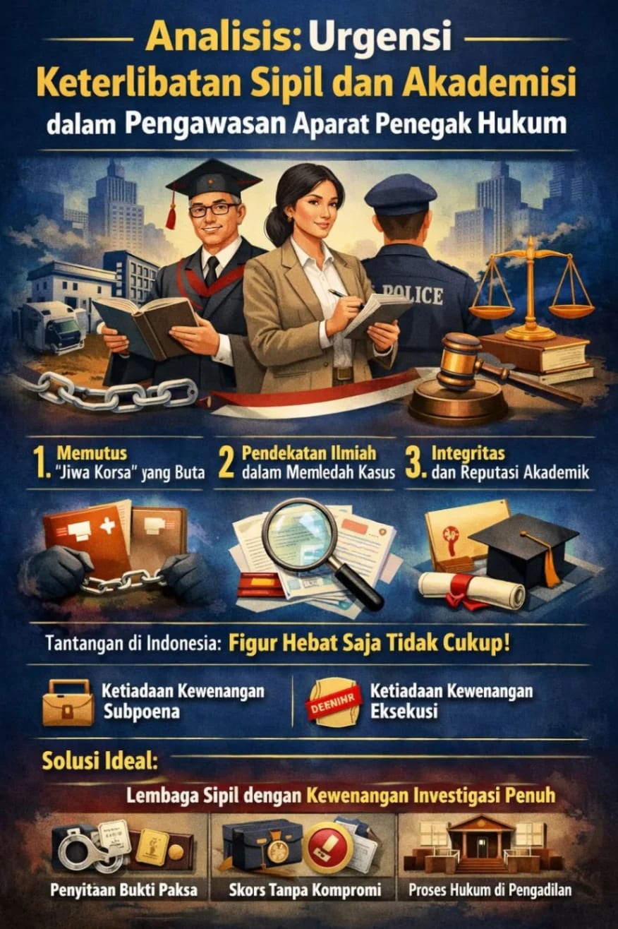 Analisis: Urgensi Keterlibatan Sipil dan Akademisi dalam Pengawasan Aparat Penegak Hukum