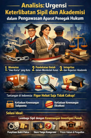 Analisis: Urgensi Keterlibatan Sipil dan Akademisi dalam Pengawasan Aparat Penegak Hukum