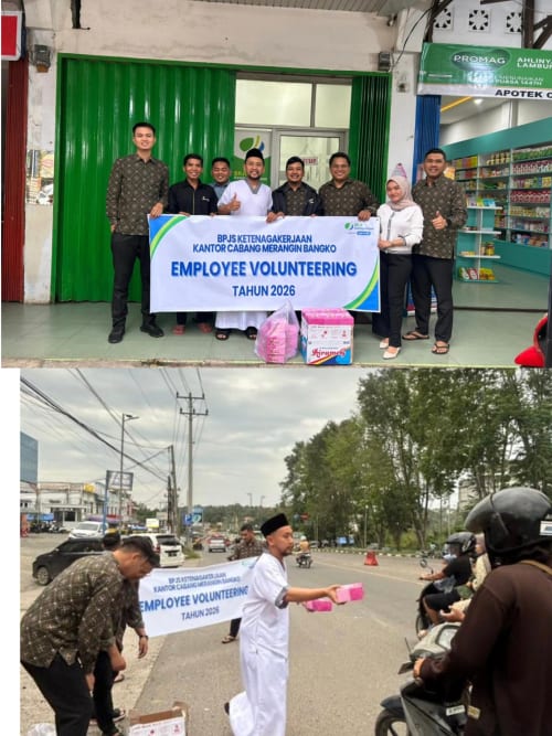 Berbagi Kebahagiaan dan Rezeki, BPJS Ketenagakerjaan Merangin Bangko Gelar Employee Volunteering Berbagi Takjil