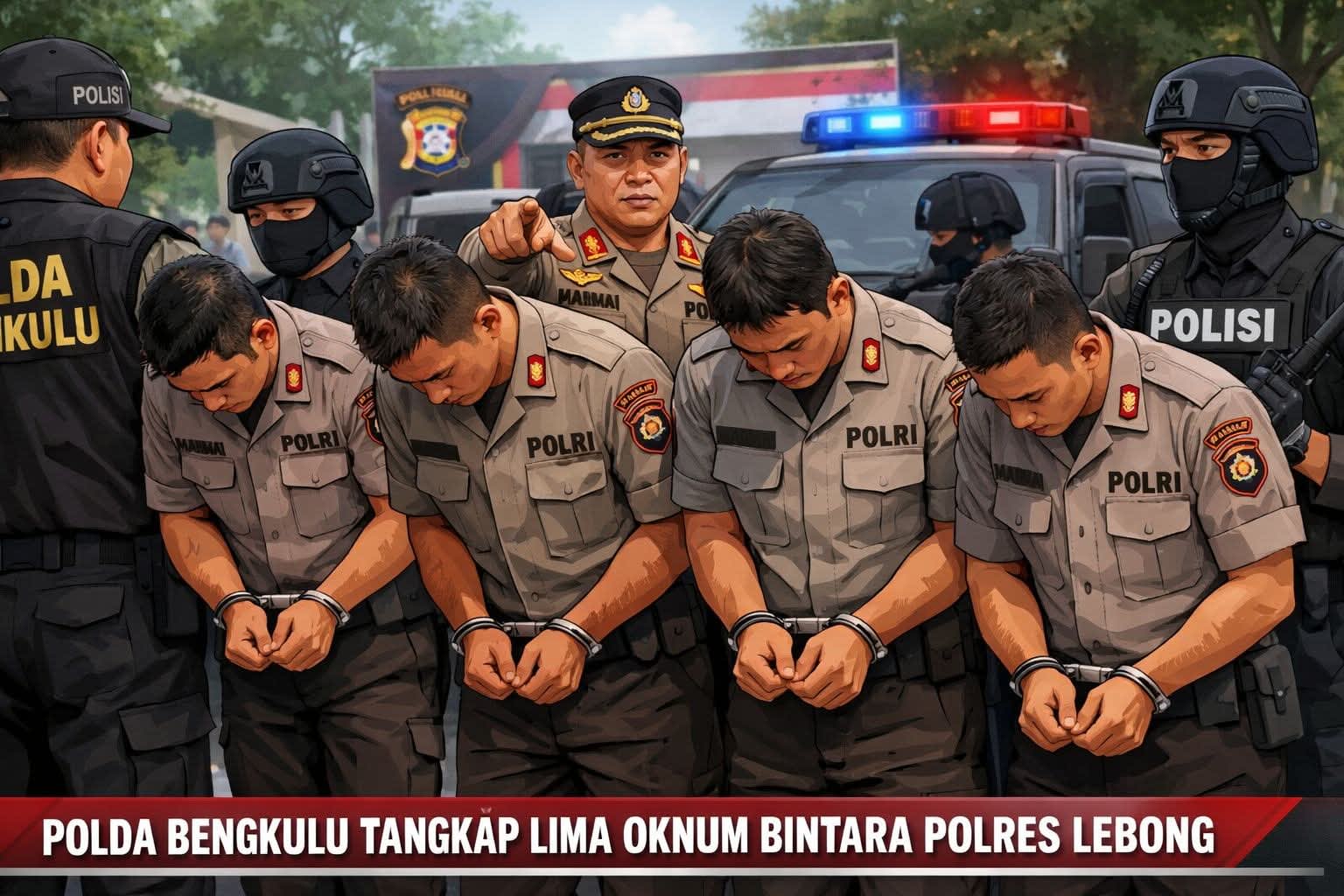 GEMPAR! POLDA BENGKULU TANGKAP 5 OKNUM BINTARA POLRES LEBONG