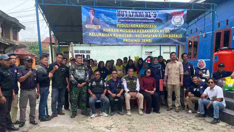 HUT LPKNI KE 9, PEDULI KEMANUSIAAN TERHADAP KORBAN KEBAKARAN DI RT 05 KELURAHAN RAWASARI KEC ALAMBARAJO KOTA JAMBI