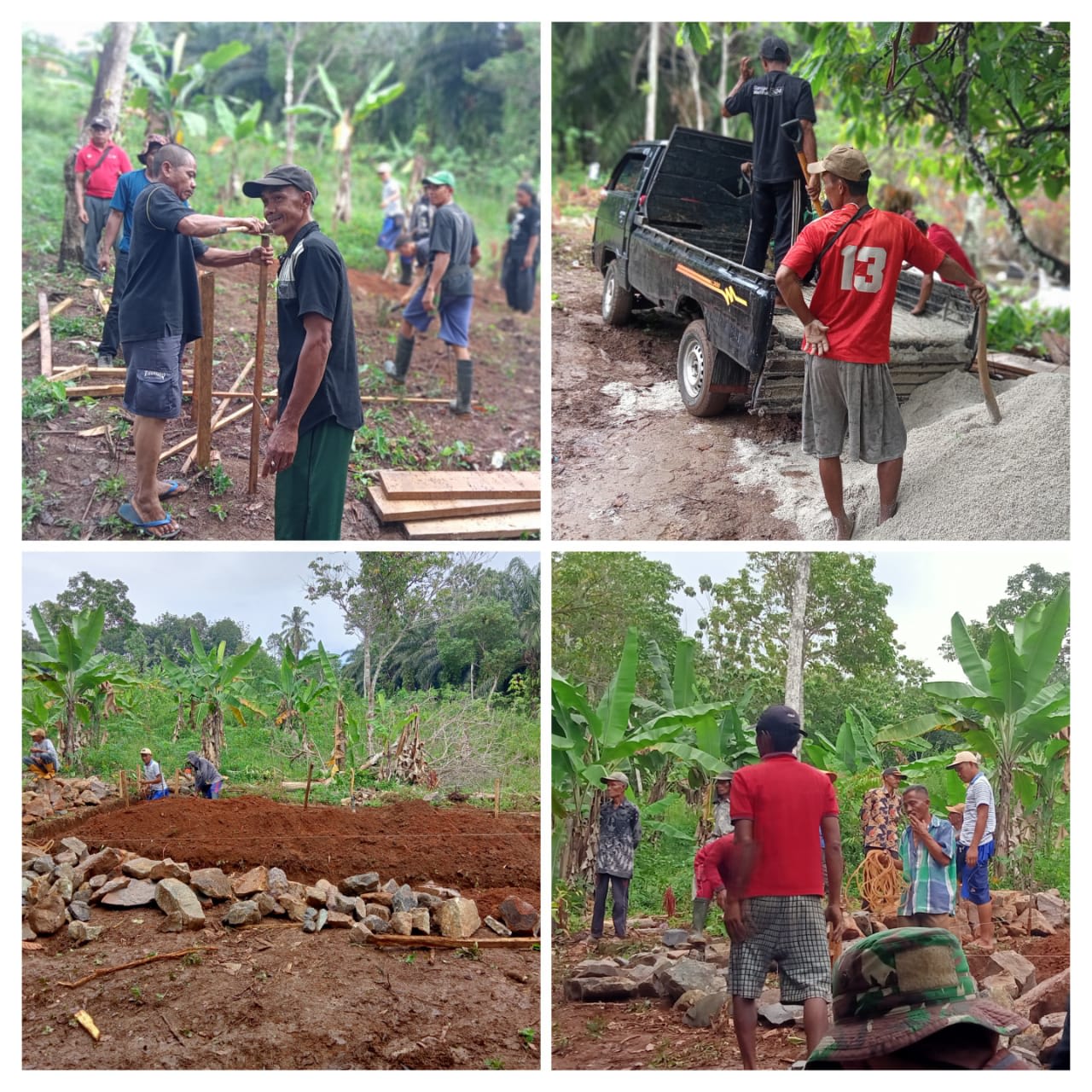 Pekon Batu Tegi Besama Warga Gelar Kegiatan Gotong Royong Bangun Cungkup Di TPU