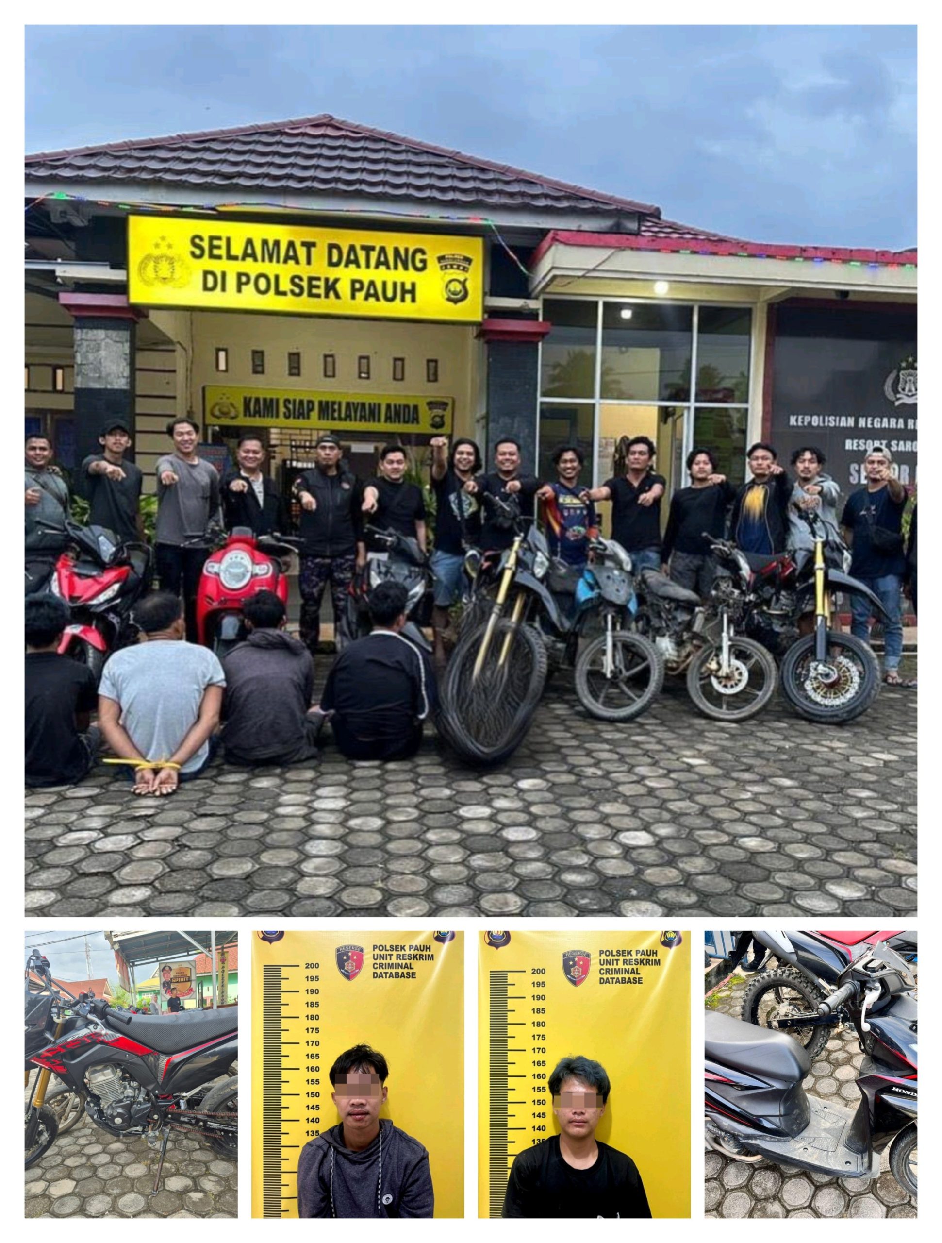 Unit Reskrim Polsek Pauh Bersama Tim Macan Pseko Amankan Empat Pelaku Sindikat Curanmor