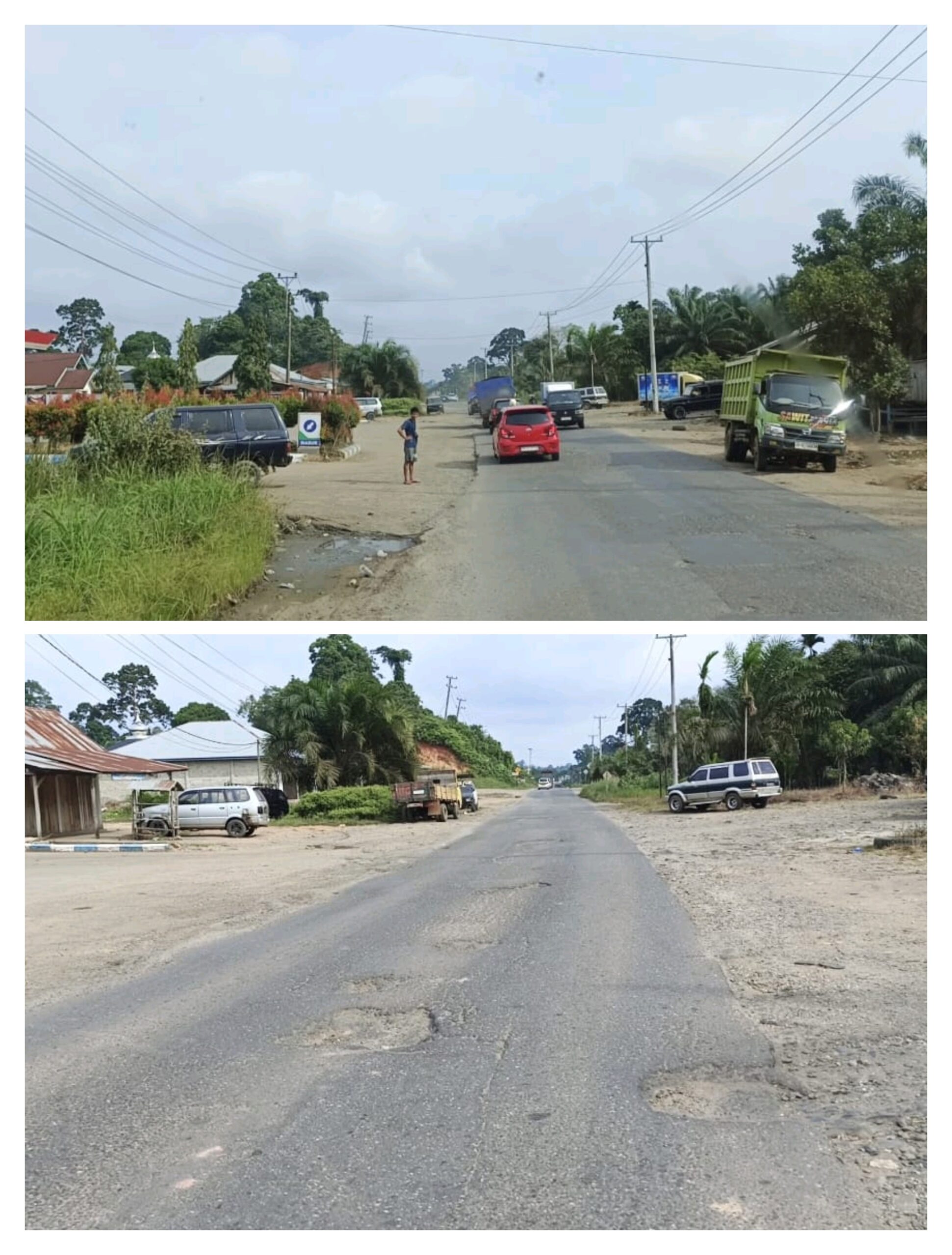 Hati Hati…!!! Jalinsum Depan SPBU Senamat Di Penuhi Ranjau Lubang 