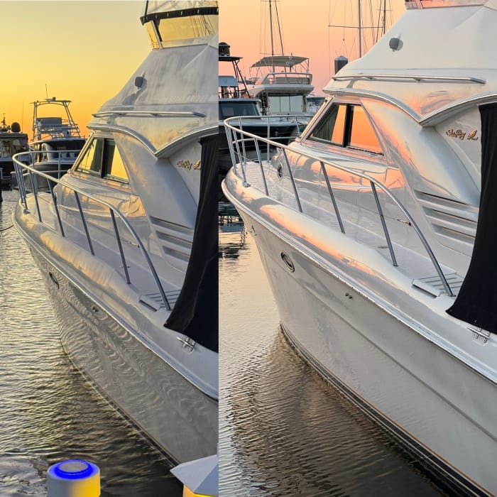 Sea Ray boat full detail before after Tampa Bay