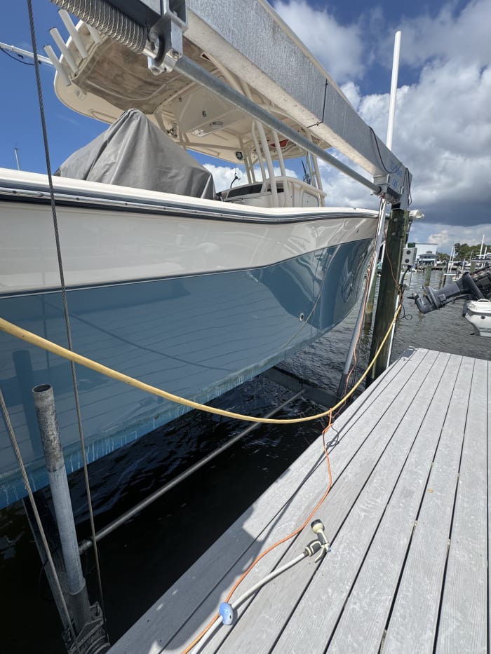 Boat hull after oxidation removal Tampa Bay