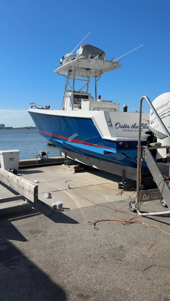 Boat hull after restoration Tampa Bay
