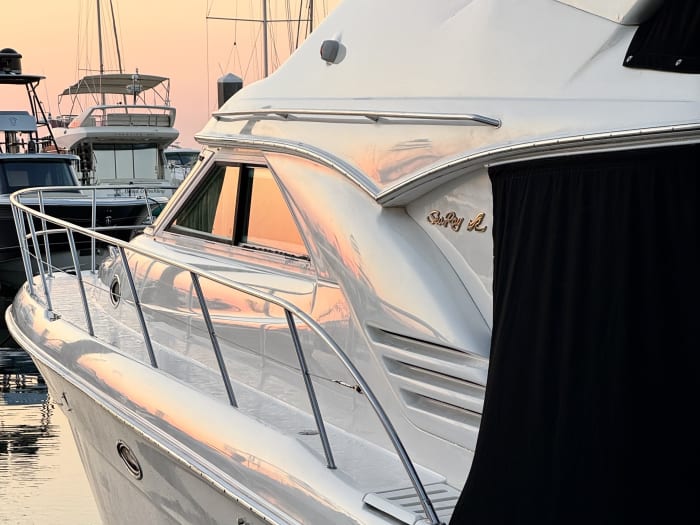 Boat cabin after oxidation removal St. Petersburg