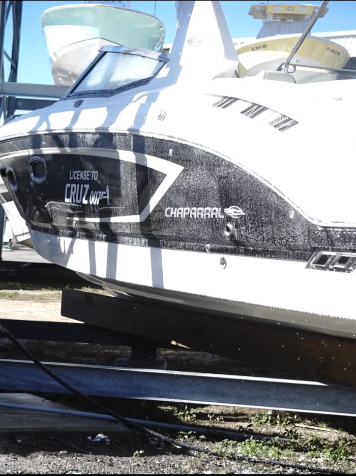 Ceramic coating water beading boat Tampa Bay