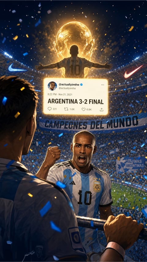 Time Traveler Roars Under Neon Messi Sky