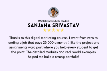 Image of digital marketing course feedback by Sanjana