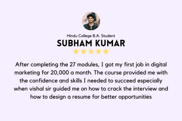 Image of digital marketing course feedback by Subham