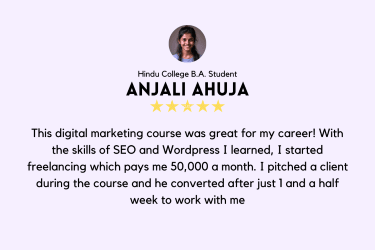 Image of digital marketing course feedback by Anjali