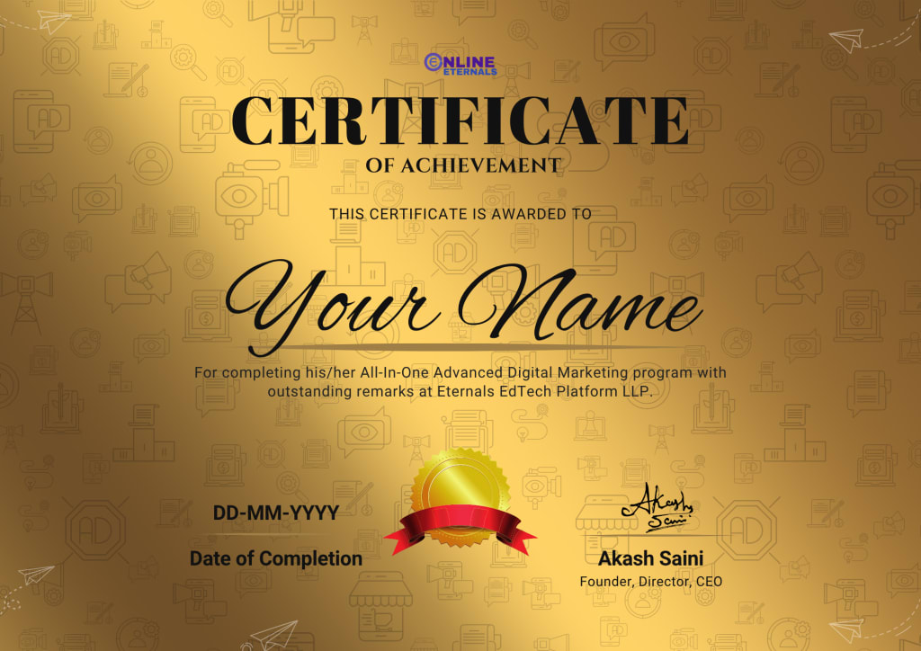Image of the certification of Digital marketing course