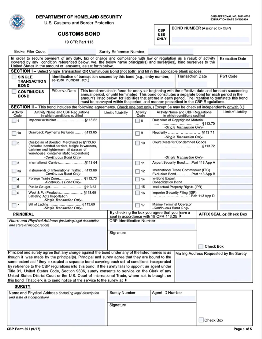 Customs Bonds Financial Assessments