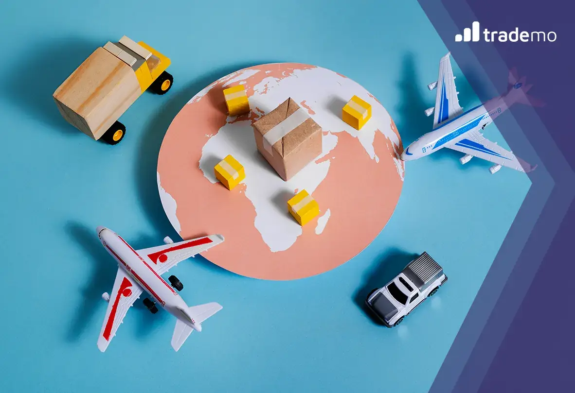 Globe and airplanes with cargo
