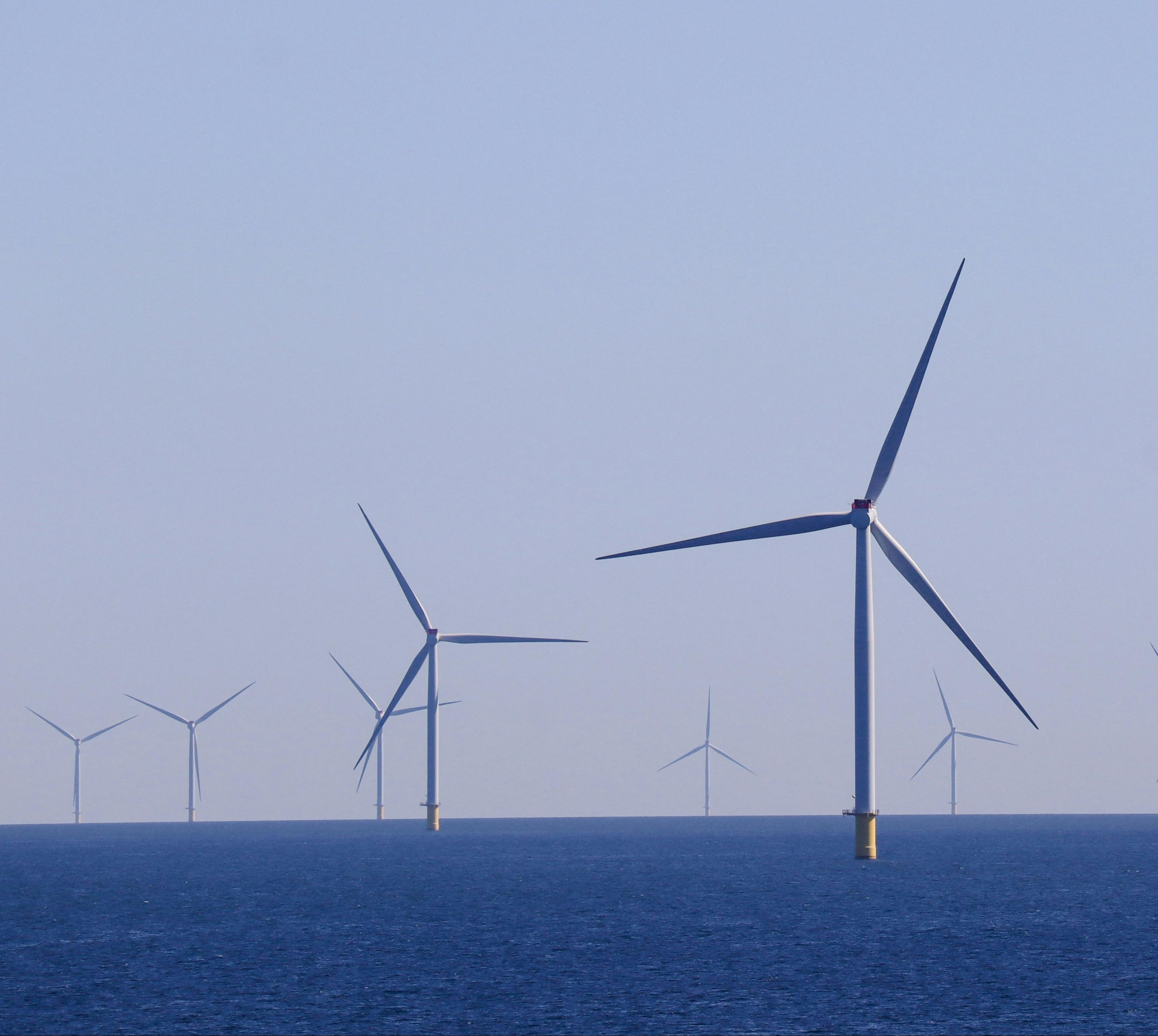 Offshore wind turbines at sea