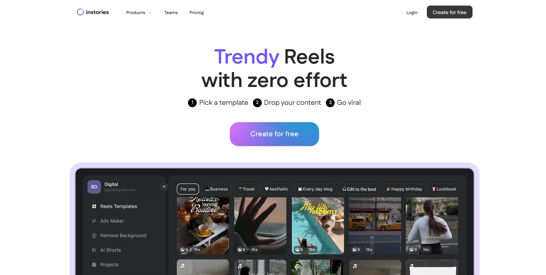Instories screenshot