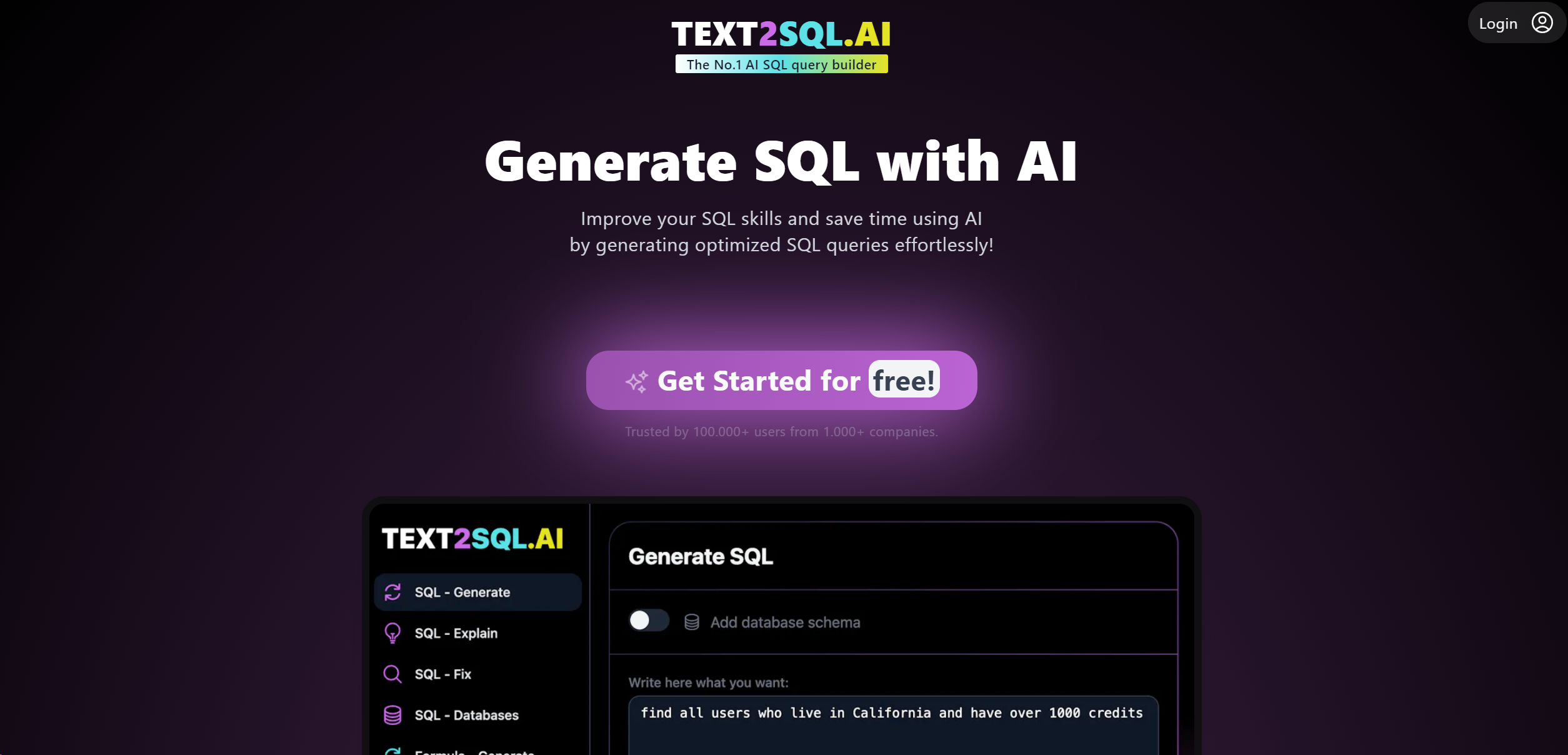 Text2SQL screenshot