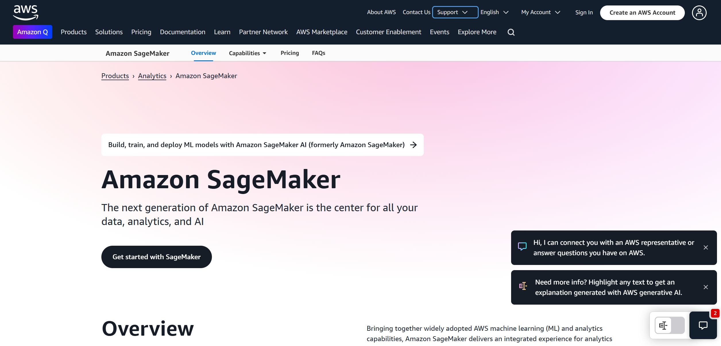 Amazon Sage Maker screenshot