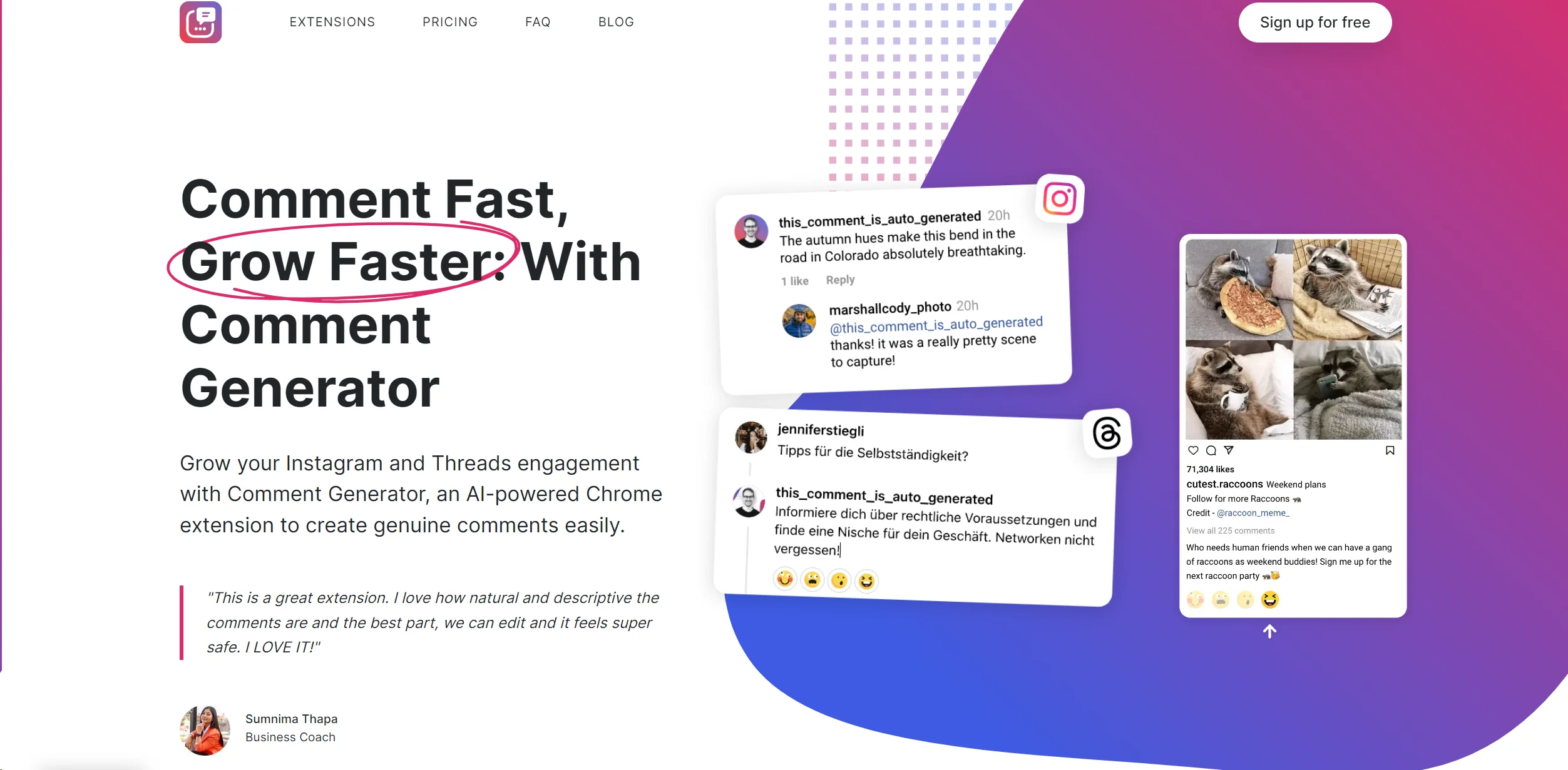 Comment Generator screenshot