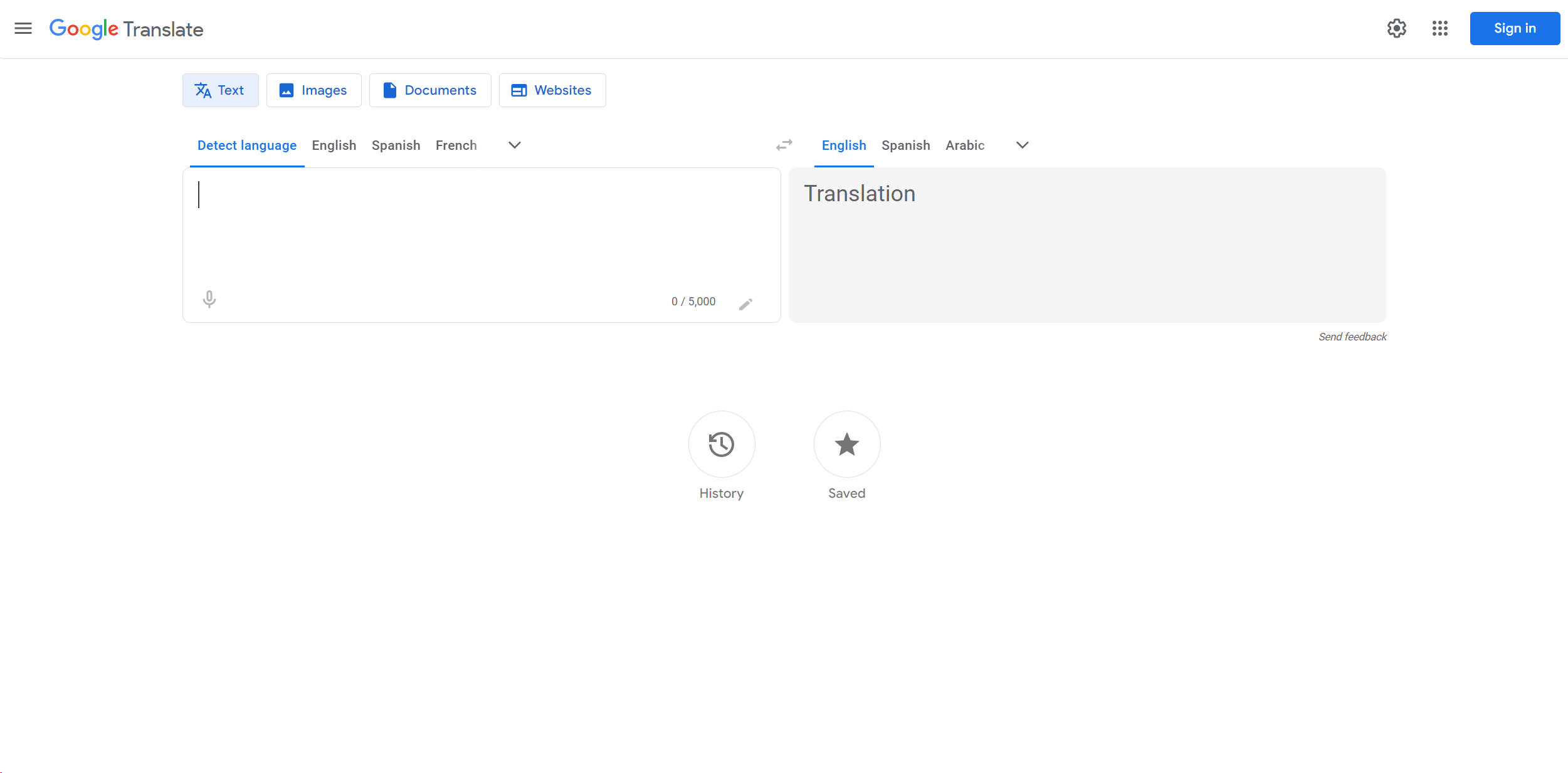 Google Translate screenshot