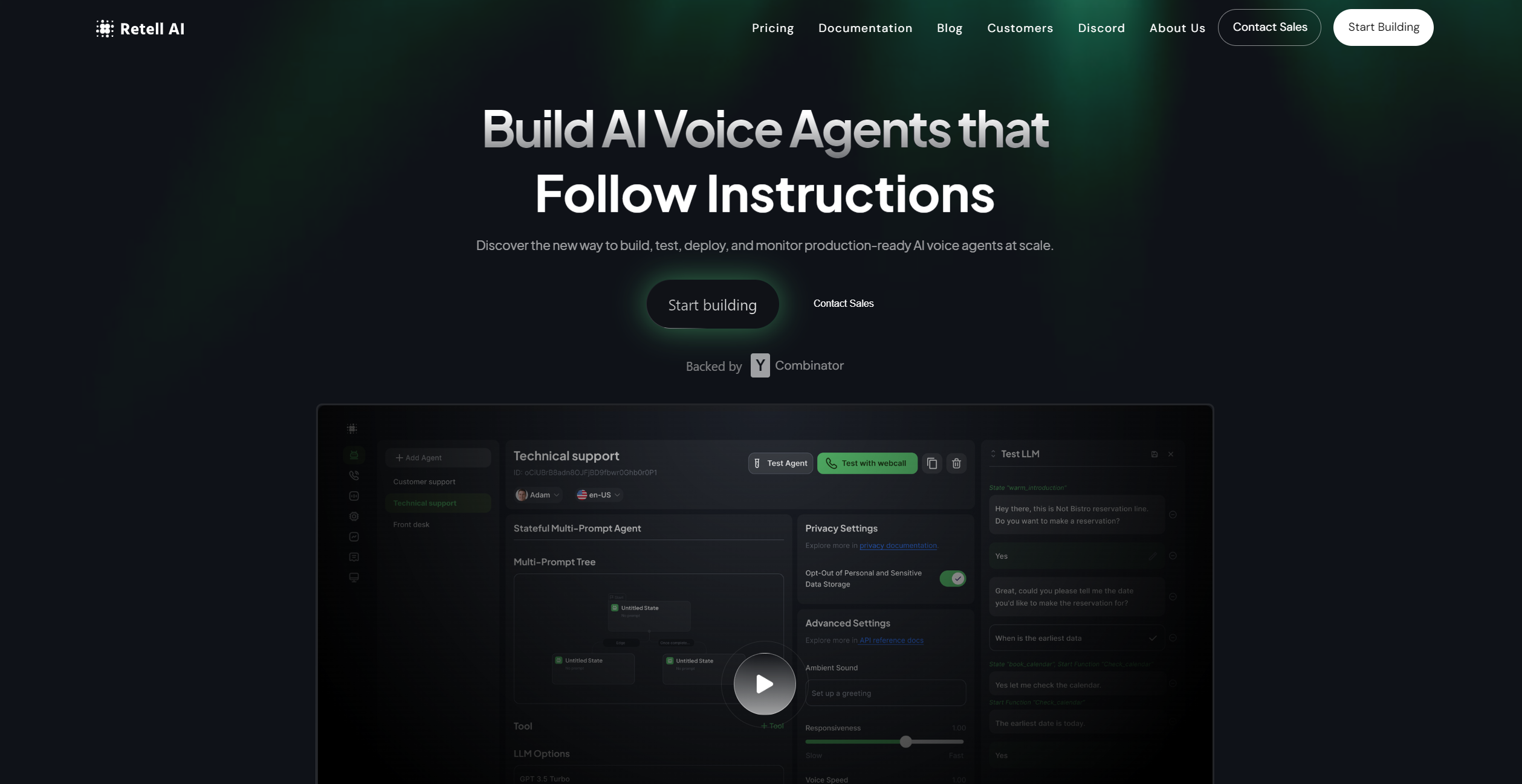 Retell AI screenshot