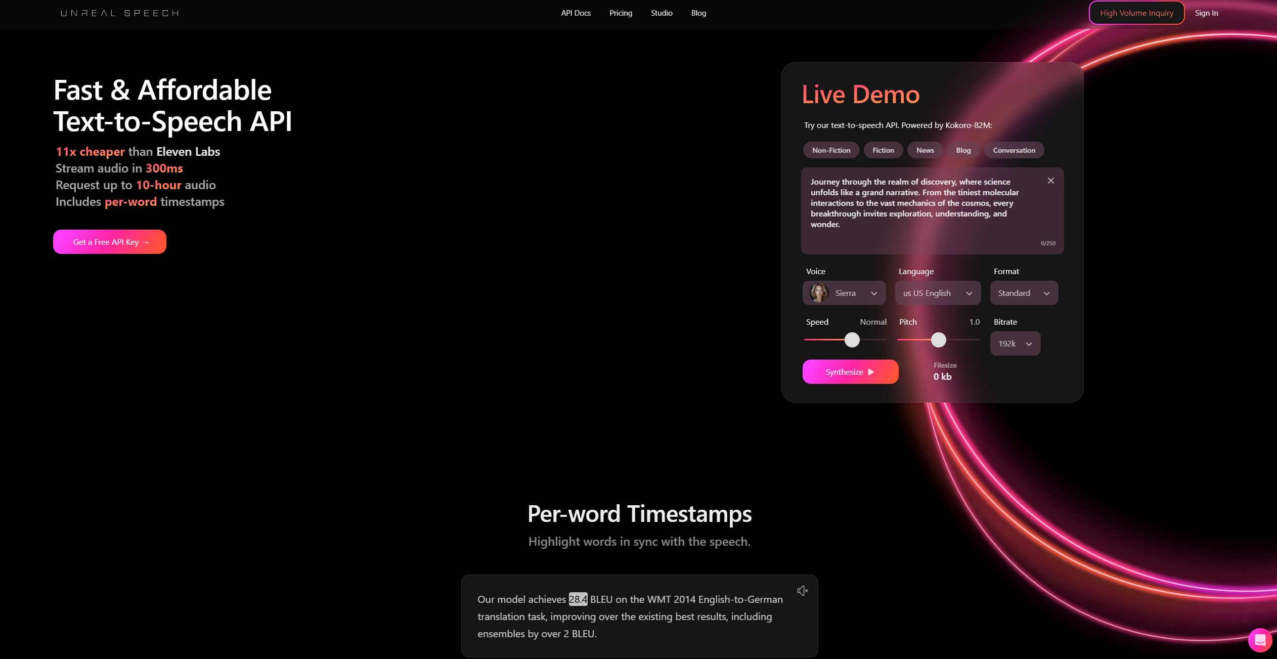 Unreal Speech screenshot