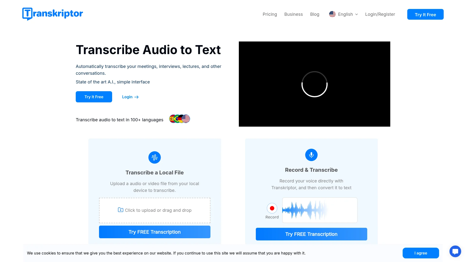 Transkriptor screenshot