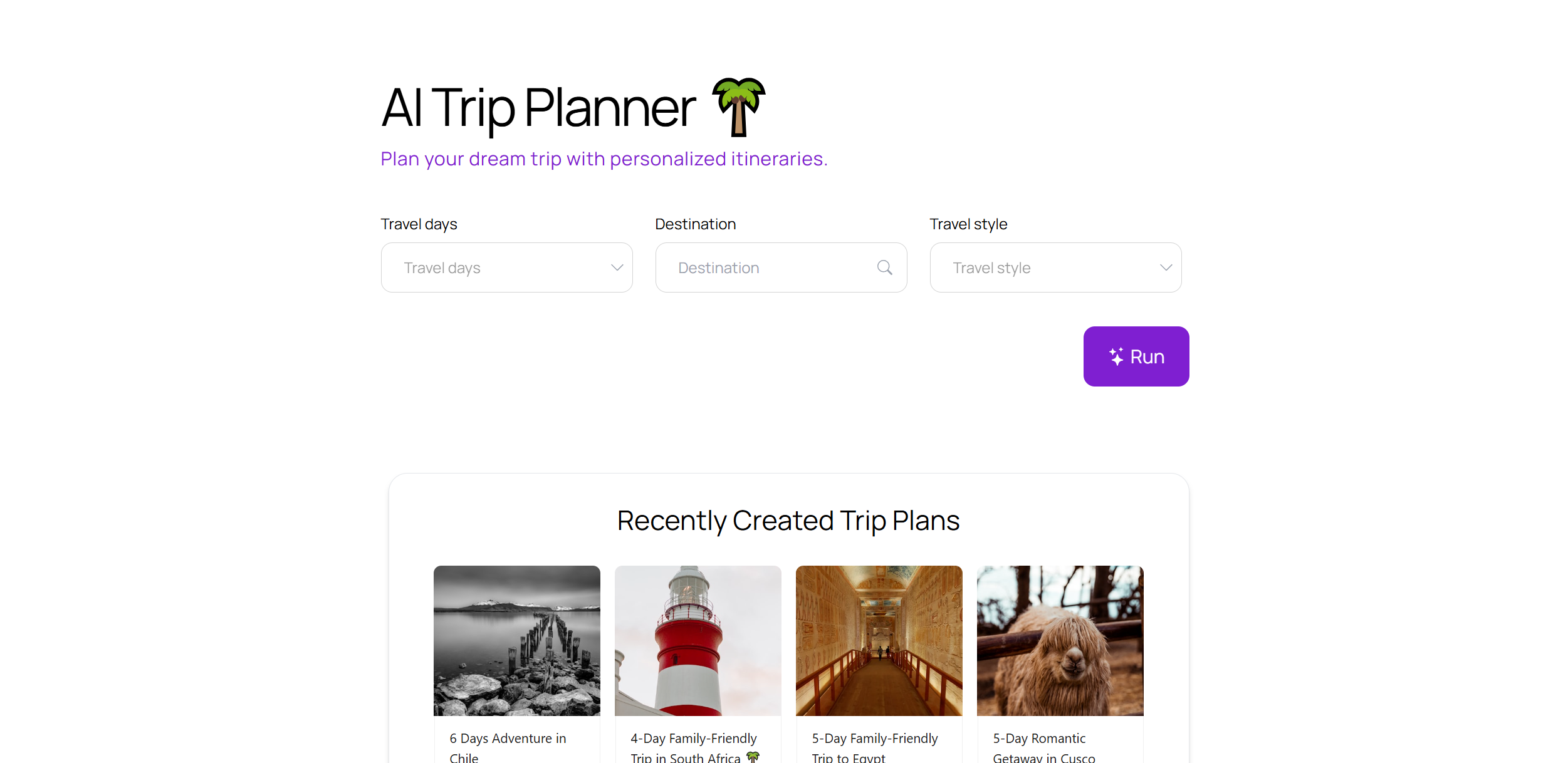 AI Trip Planner screenshot
