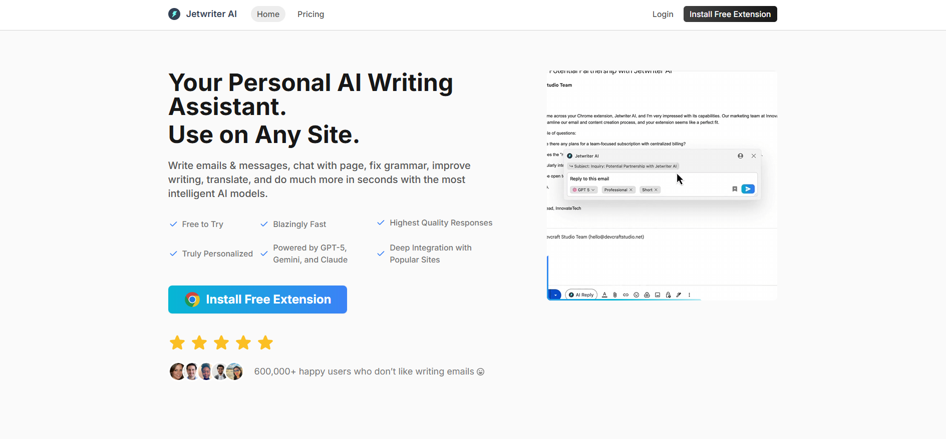 Jetwriter AI screenshot