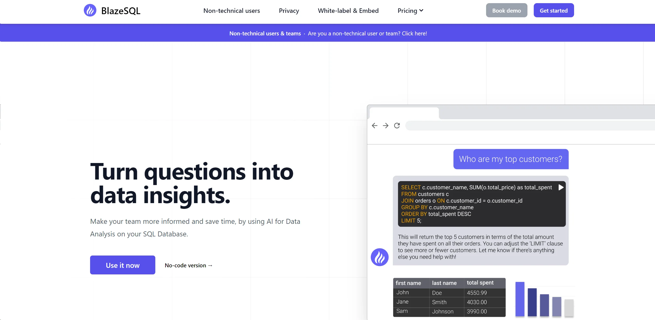 Blaze SQL screenshot