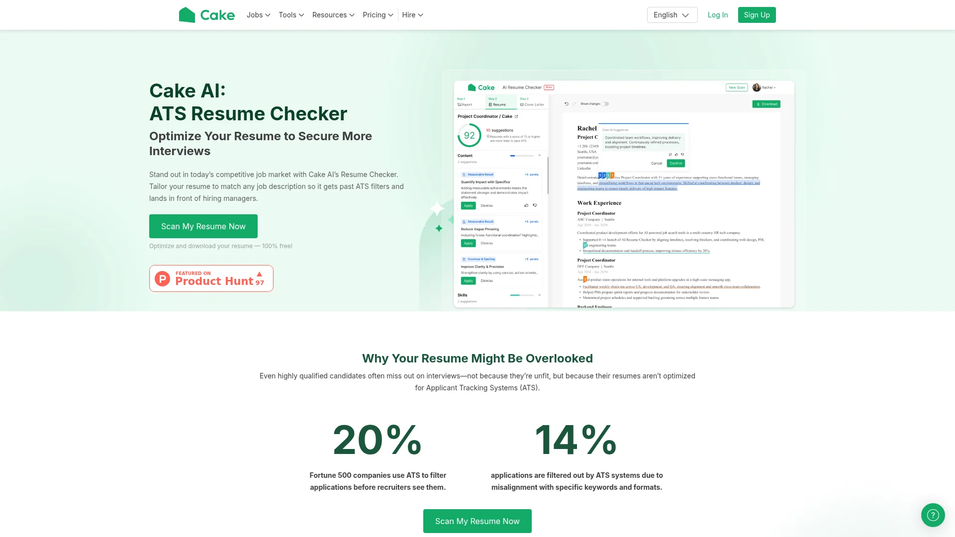 Cake Resume Checker screenshot