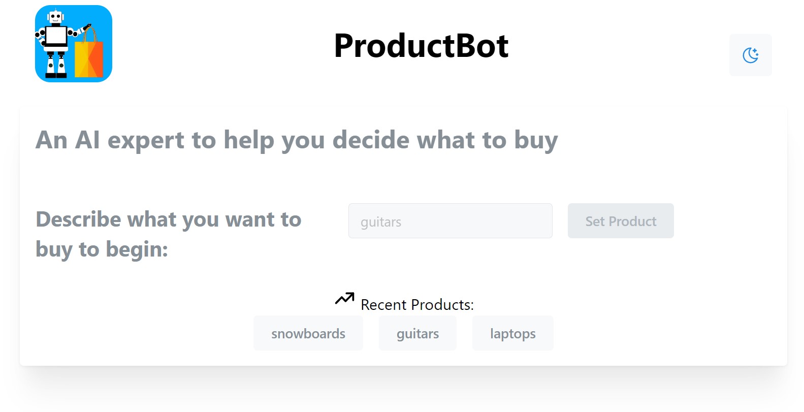ProductBot screenshot