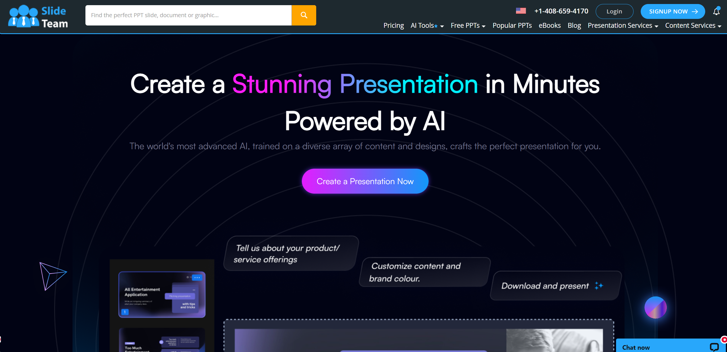 SlideTeam AI Presentation Generator screenshot