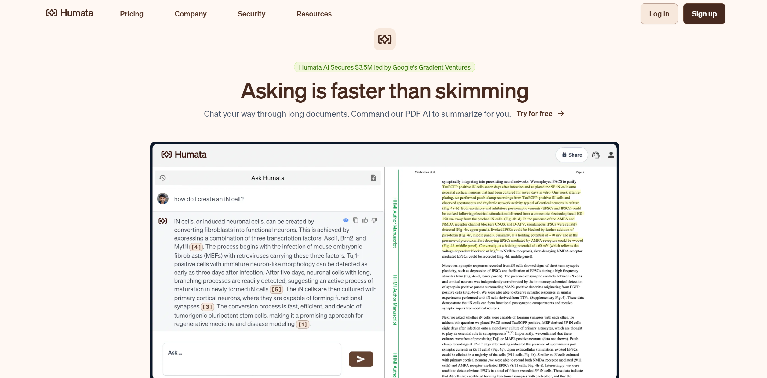 Humata AI screenshot