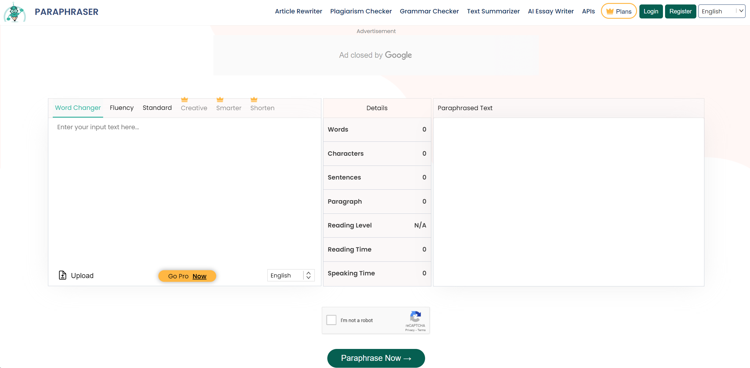 Paraphraser.io screenshot