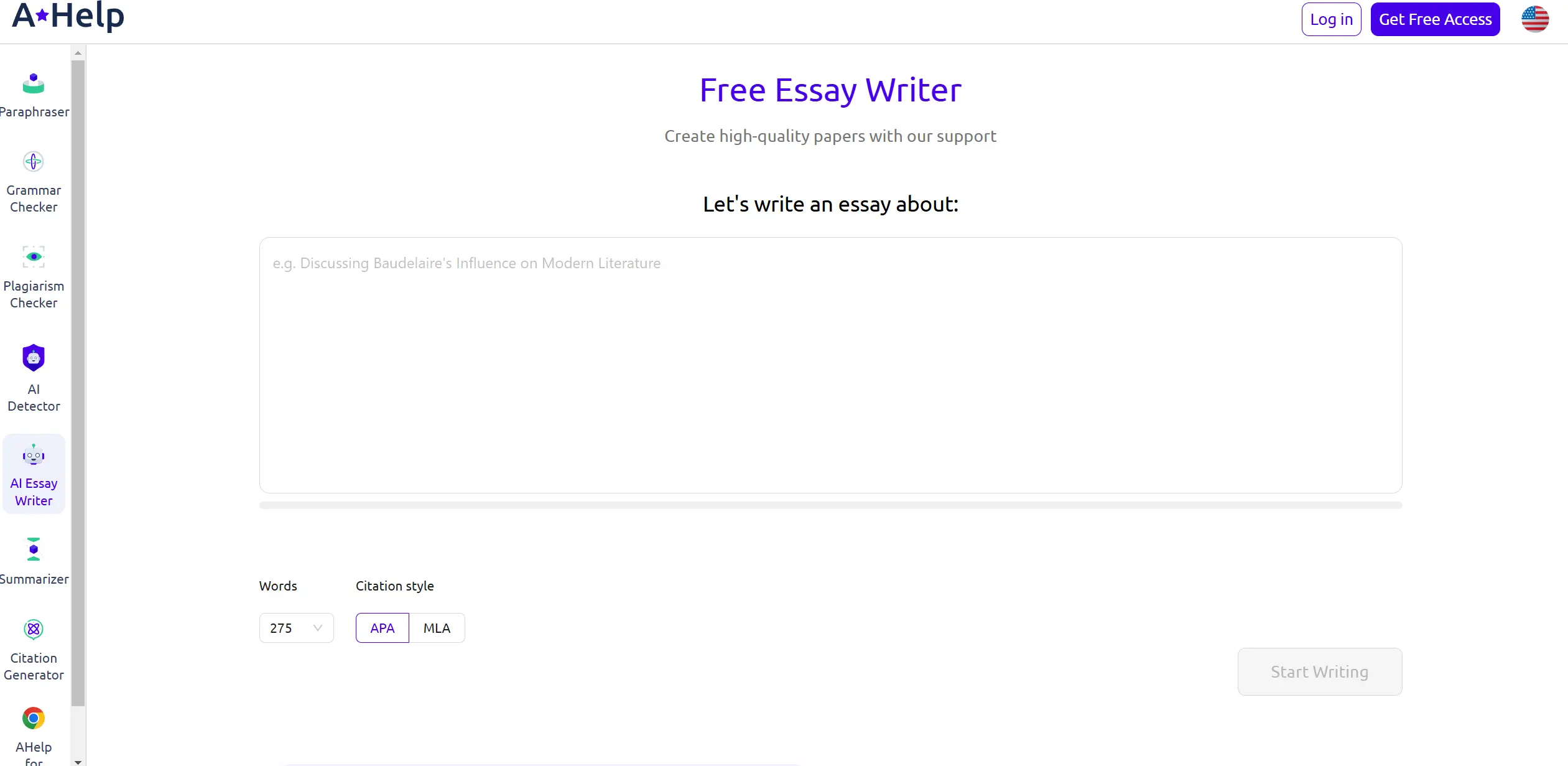 Free AI Essay Writer screenshot