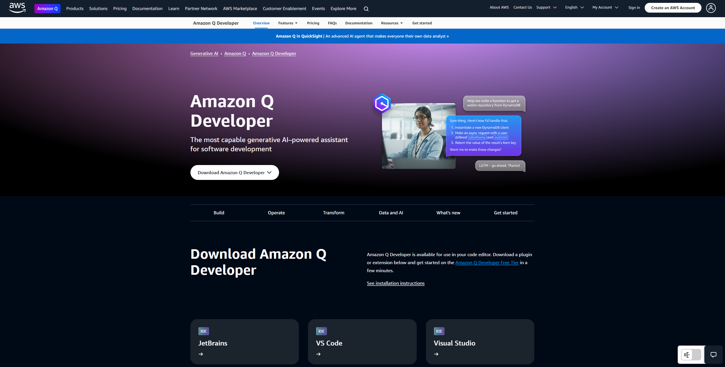 Amazon Q Developer screenshot